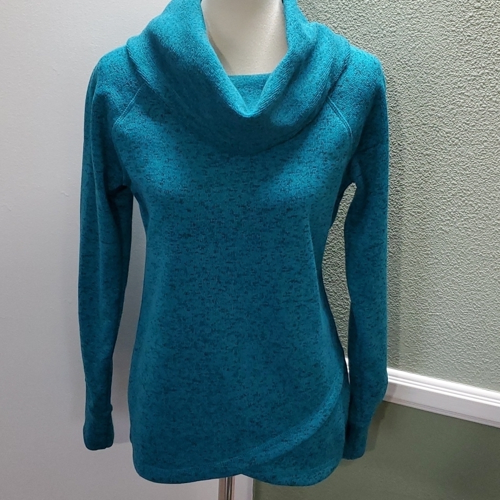 Ideology Cowl Neck Long-Sleeve Fleece Pullover with Tulip Hem